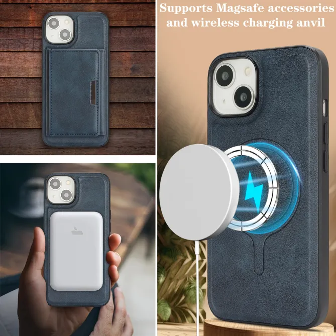 Coque iPhone 15 porte-cartes magnétique pliable avec support