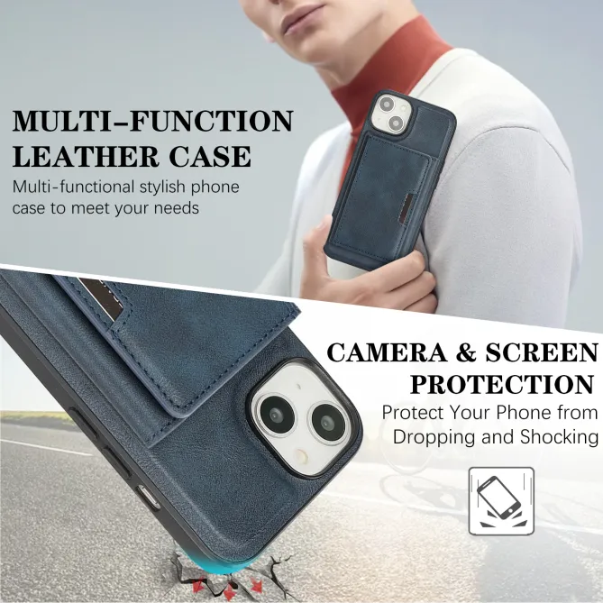 Coque iPhone 15 porte-cartes magnétique pliable avec support