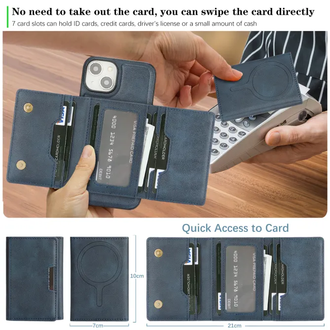 Coque iPhone 15 porte-cartes magnétique pliable avec support