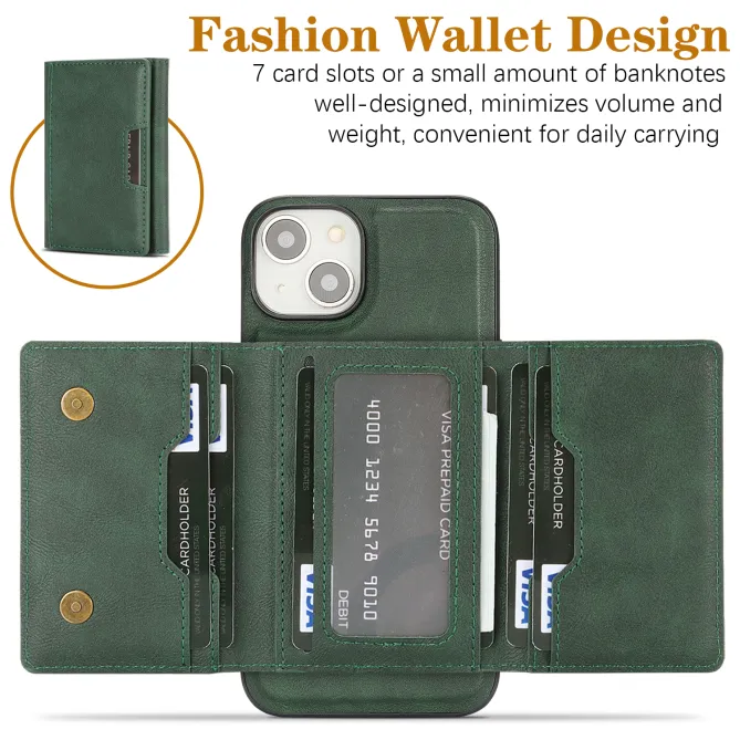 Coque iPhone 15 porte-cartes magnétique pliable avec support