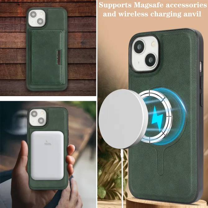 Coque iPhone 15 porte-cartes magnétique pliable avec support