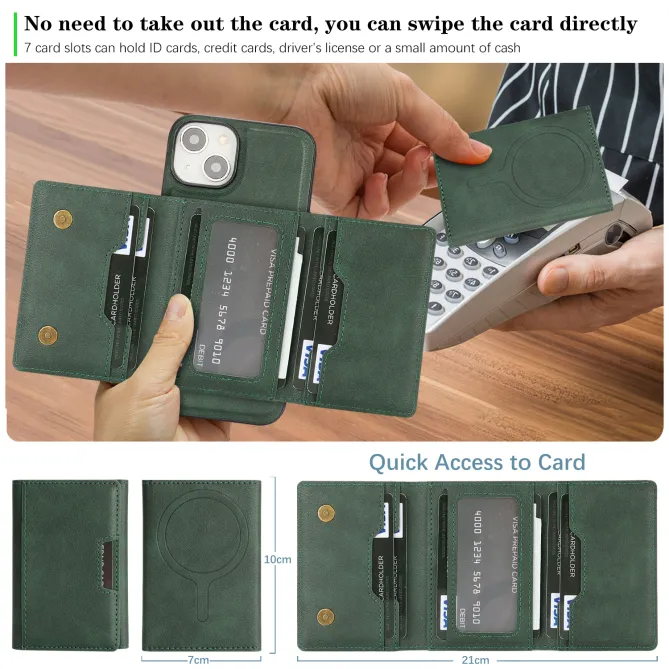 Coque iPhone 15 porte-cartes magnétique pliable avec support