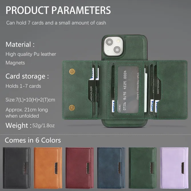 Coque iPhone 15 porte-cartes magnétique pliable avec support