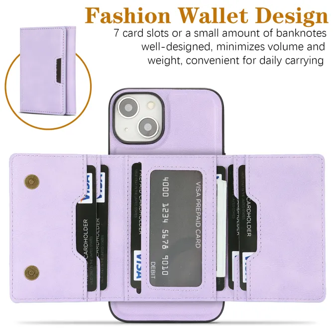 Coque iPhone 15 porte-cartes magnétique pliable avec support