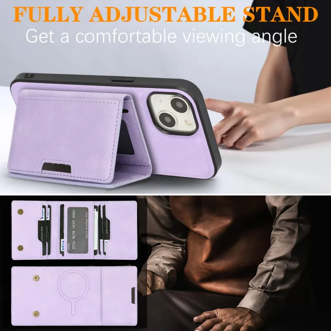 Coque iPhone 15 porte-cartes magnétique pliable avec support