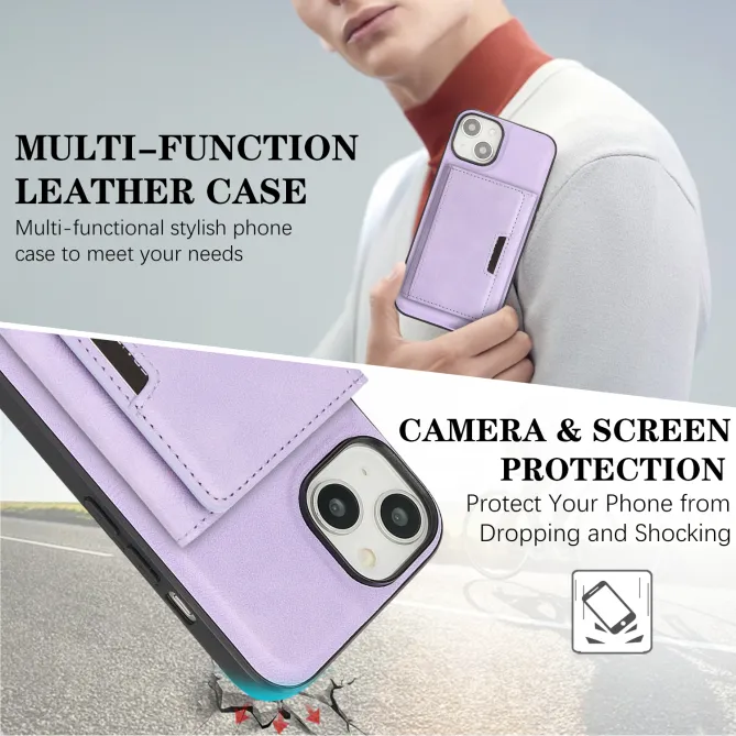 Coque iPhone 15 porte-cartes magnétique pliable avec support