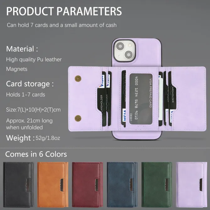 Coque iPhone 15 porte-cartes magnétique pliable avec support