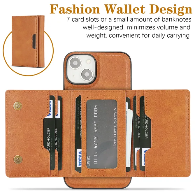 Coque iPhone 15 porte-cartes magnétique pliable avec support