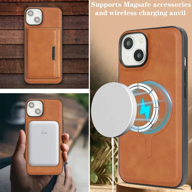 Coque iPhone 15 porte-cartes magnétique pliable avec support