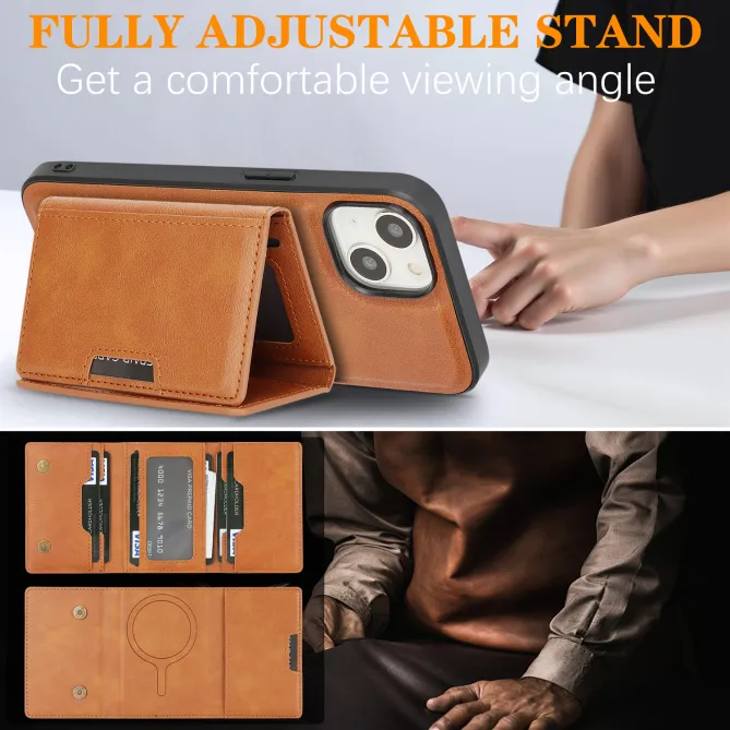 Coque iPhone 15 porte-cartes magnétique pliable avec support