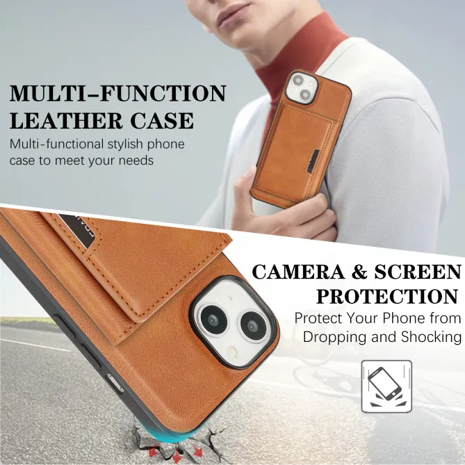 Coque iPhone 15 porte-cartes magnétique pliable avec support