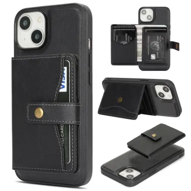 Coque iPhone 15 porte-cartes magnétique détachable avec support