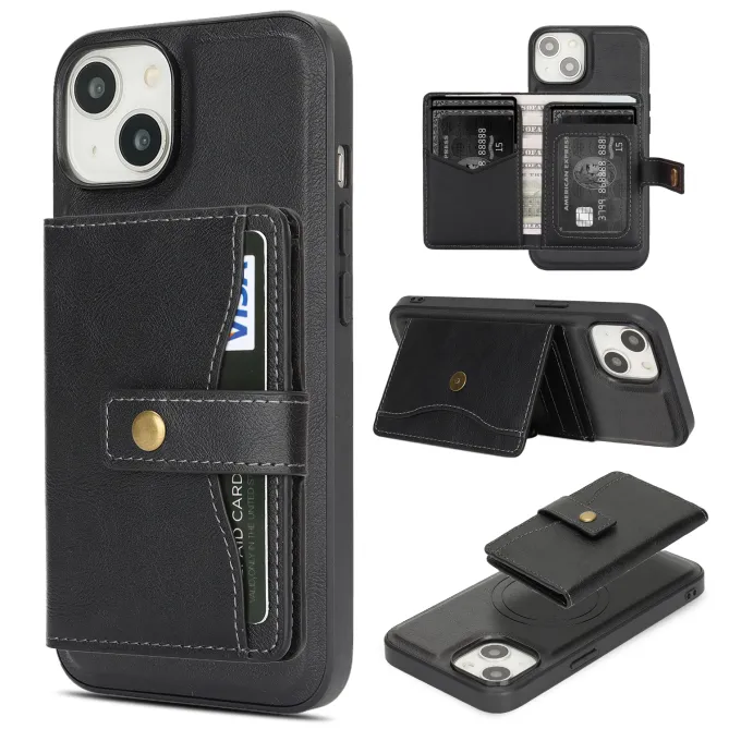 Coque iPhone 15 porte-cartes magnétique détachable avec support