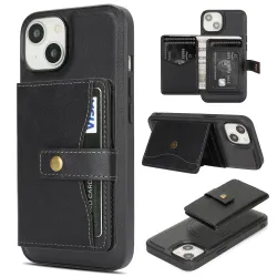 Coque iPhone 15 porte-cartes magnétique détachable avec support