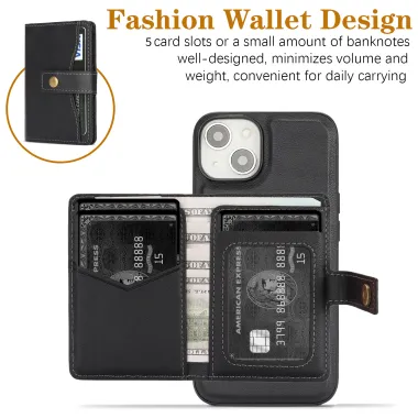 Coque iPhone 15 porte-cartes magnétique détachable avec support
