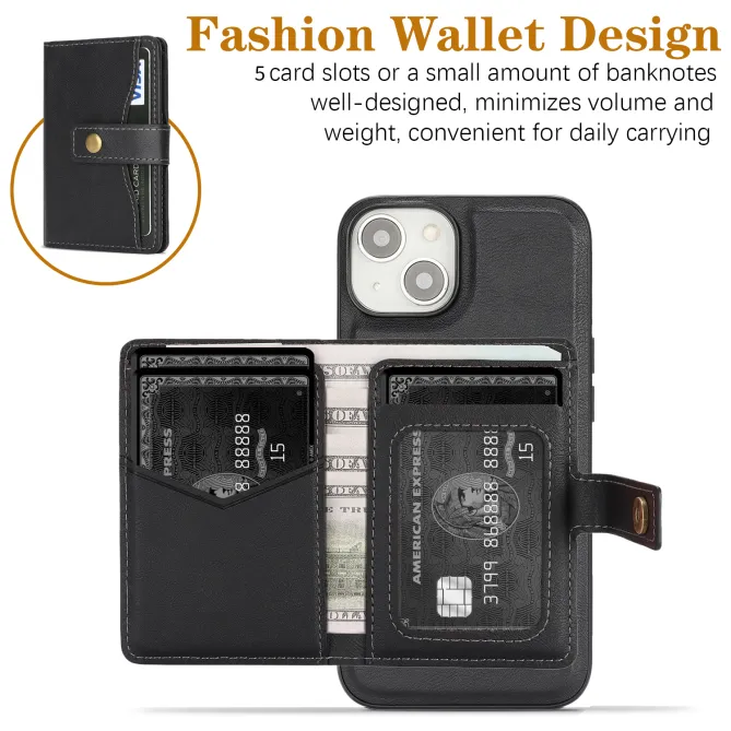 Coque iPhone 15 porte-cartes magnétique détachable avec support