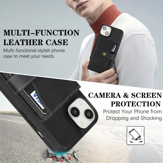 Coque iPhone 15 porte-cartes magnétique détachable avec support