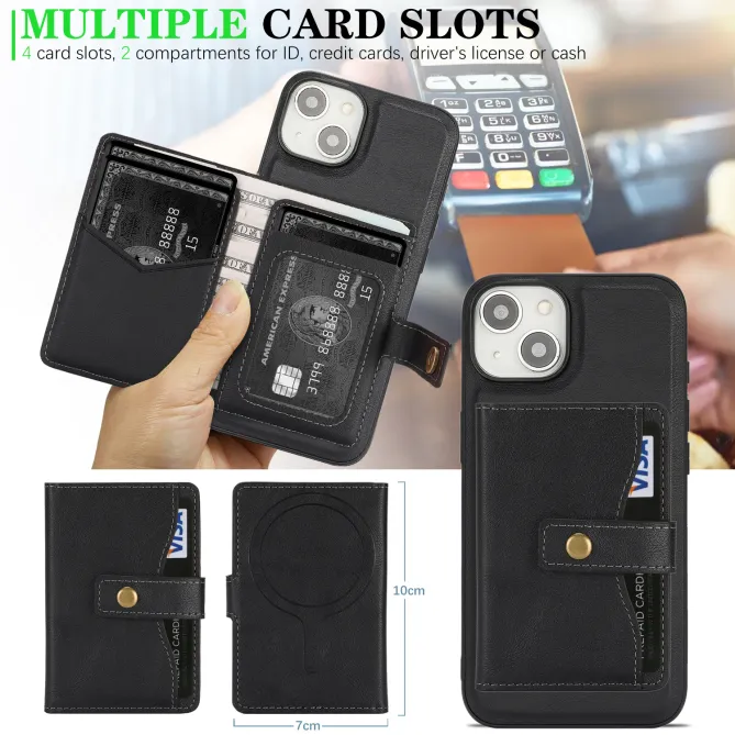 Coque iPhone 15 porte-cartes magnétique détachable avec support
