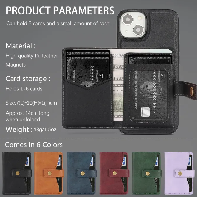Coque iPhone 15 porte-cartes magnétique détachable avec support