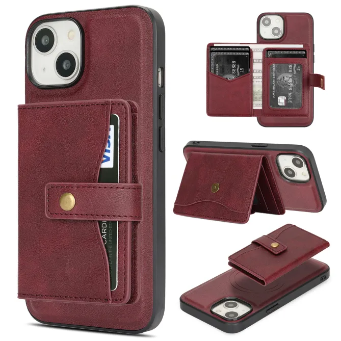Coque iPhone 15 porte-cartes magnétique détachable avec support