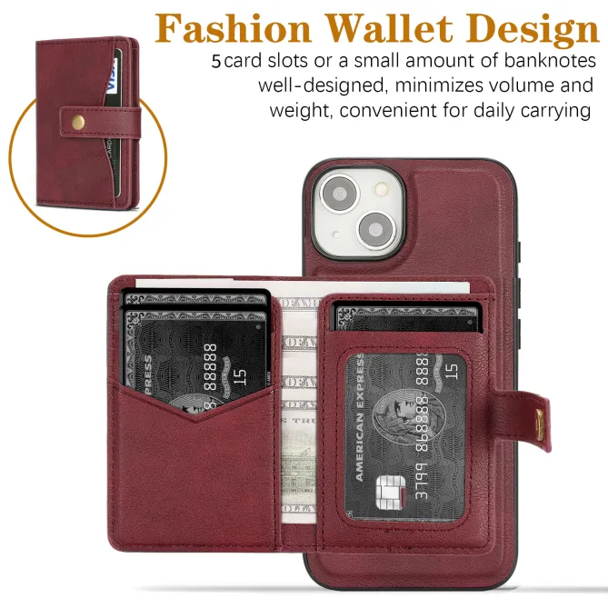 Coque iPhone 15 porte-cartes magnétique détachable avec support