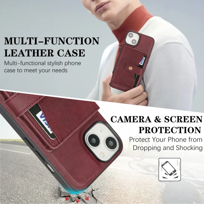 Coque iPhone 15 porte-cartes magnétique détachable avec support