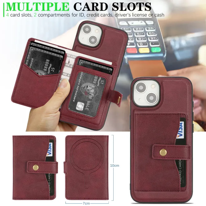 Coque iPhone 15 porte-cartes magnétique détachable avec support