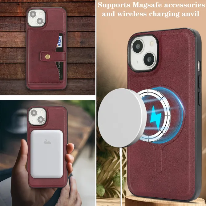 Coque iPhone 15 porte-cartes magnétique détachable avec support