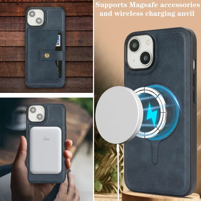 Coque iPhone 15 porte-cartes magnétique détachable avec support