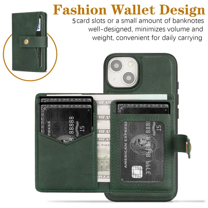 Coque iPhone 15 porte-cartes magnétique détachable avec support