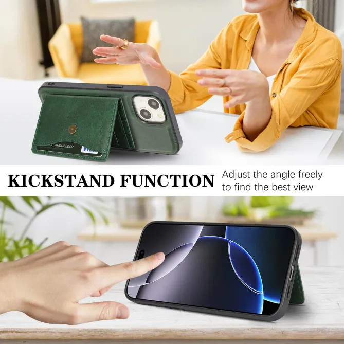 Coque iPhone 15 porte-cartes magnétique détachable avec support