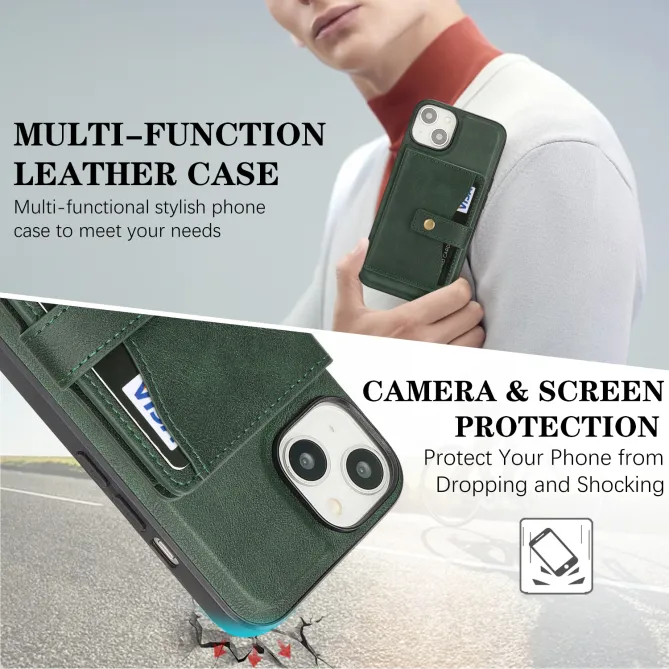 Coque iPhone 15 porte-cartes magnétique détachable avec support