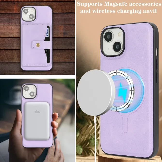 Coque iPhone 15 porte-cartes magnétique détachable avec support