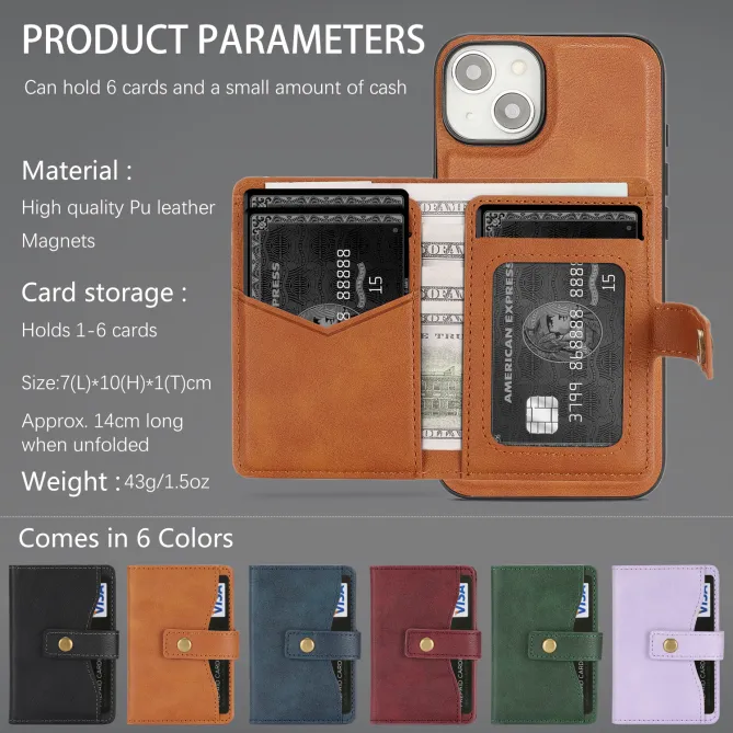 Coque iPhone 15 porte-cartes magnétique détachable avec support