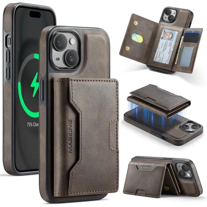 Coque iPhone 15 portefeuille magnétique détachable K4 Series