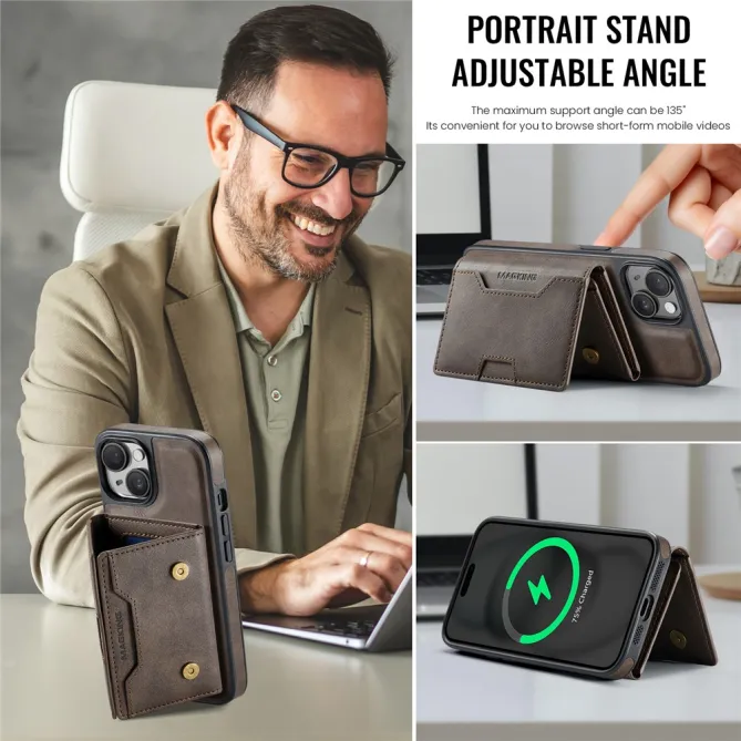 Coque iPhone 15 portefeuille magnétique détachable K4 Series