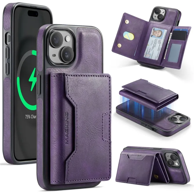 Coque iPhone 15 portefeuille magnétique détachable K4 Series