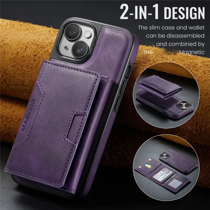Coque iPhone 15 portefeuille magnétique détachable K4 Series