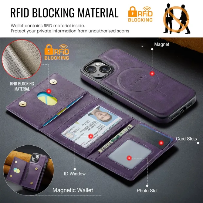 Coque iPhone 15 portefeuille magnétique détachable K4 Series