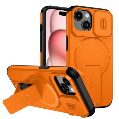 Coque iPhone 15 antichoc béquille cache caméra magnétique