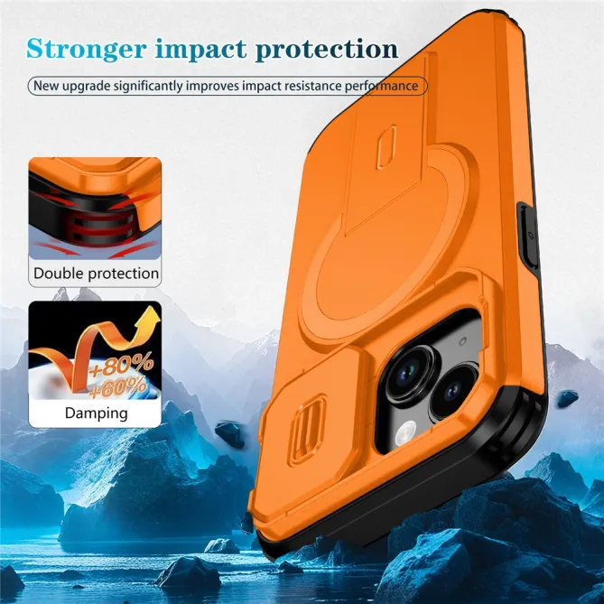 Coque iPhone 15 antichoc béquille cache caméra magnétique