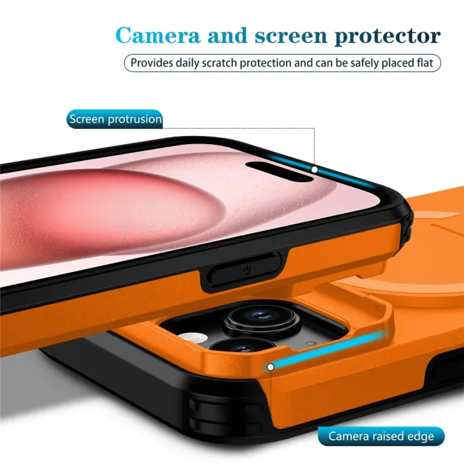 Coque iPhone 15 antichoc béquille cache caméra magnétique