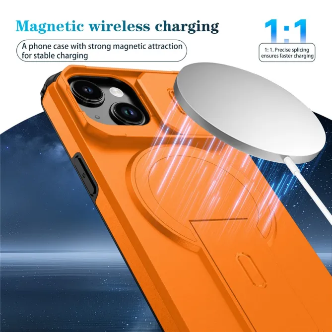 Coque iPhone 15 antichoc béquille cache caméra magnétique