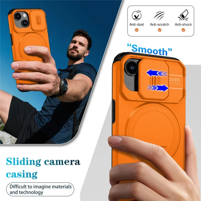 Coque iPhone 15 antichoc béquille cache caméra magnétique