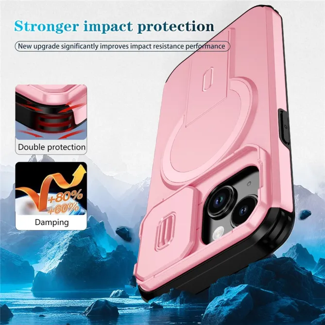 Coque iPhone 15 antichoc béquille cache caméra magnétique