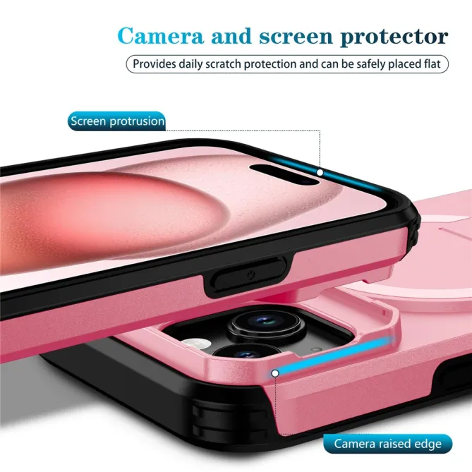 Coque iPhone 15 antichoc béquille cache caméra magnétique