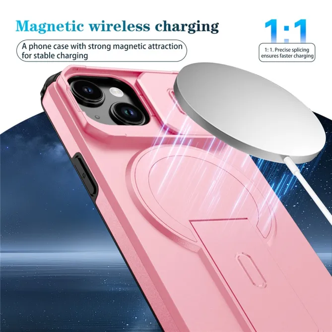 Coque iPhone 15 antichoc béquille cache caméra magnétique