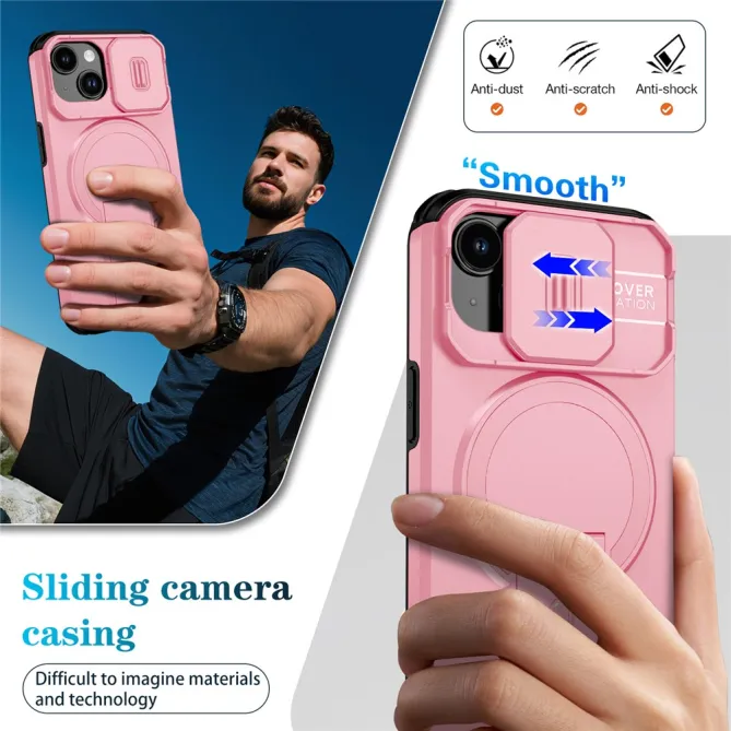 Coque iPhone 15 antichoc béquille cache caméra magnétique
