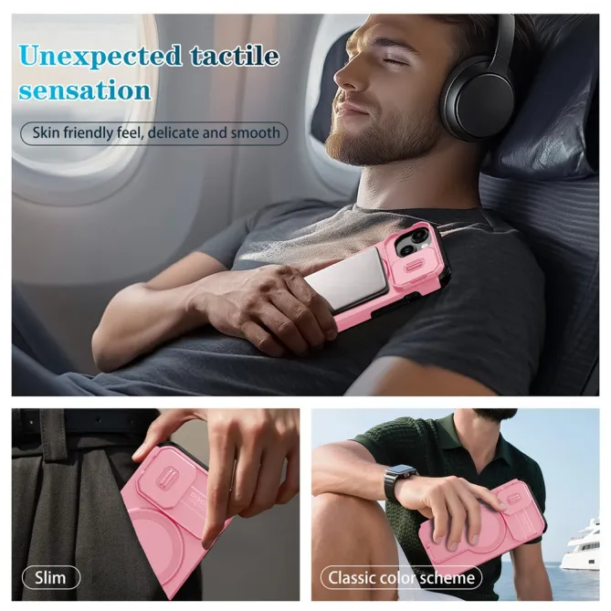 Coque iPhone 15 antichoc béquille cache caméra magnétique