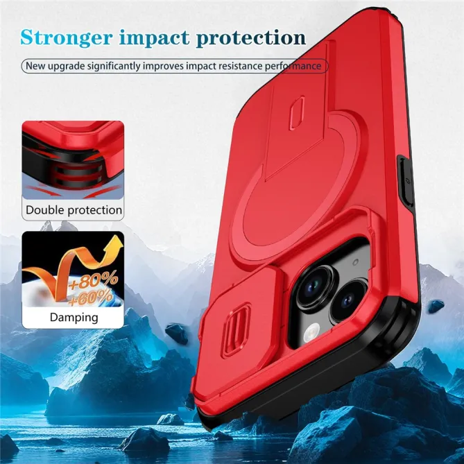 Coque iPhone 15 antichoc béquille cache caméra magnétique